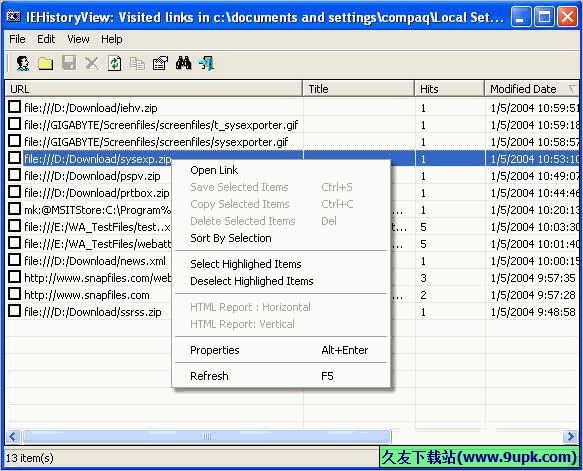 IEHistoryView 免安装汉化版[网页浏览历史管理工具]