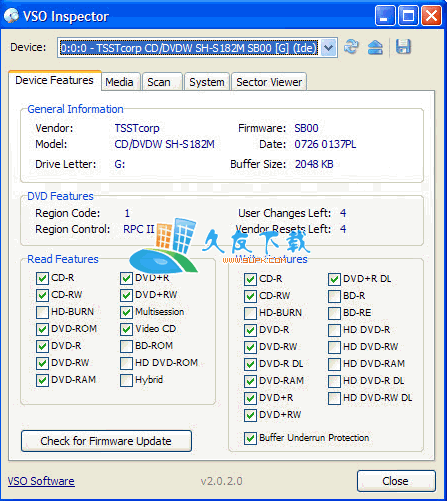 【DVD光驱刻录机检测工具】VSO Inspector下载V英文版