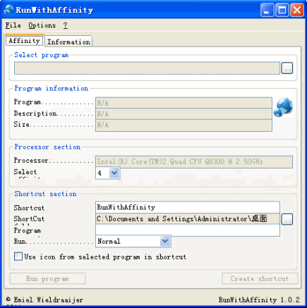 RunWithAffinity 英文[CPU单双核运行程序设置工具]