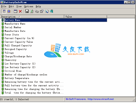 BatteryInfoView 英文版[笔记本电池检测工具]