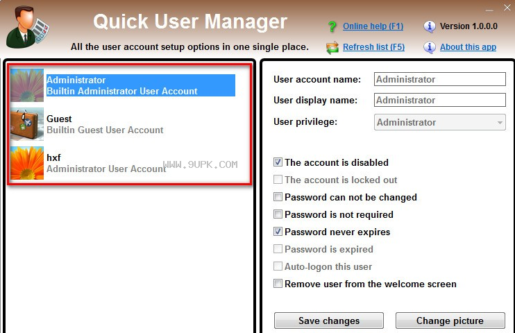 QuickUserManager