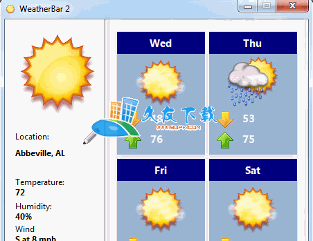 【win桌面天气预报】WeatherBar下载V英文版