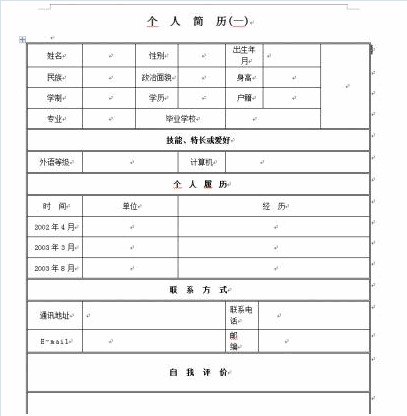 应聘简历模板表格word格式 +免安装版