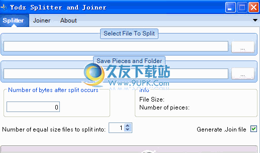 Yodz Splitter and Joiner下载v英文版[大文件切割]