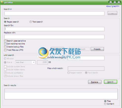 grepWin 英文版[正则表达式文件搜索工具]