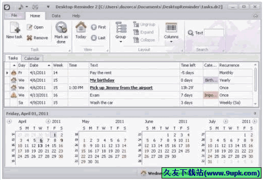 Desktop Reminder 正式免安装版[桌面日程提醒器]