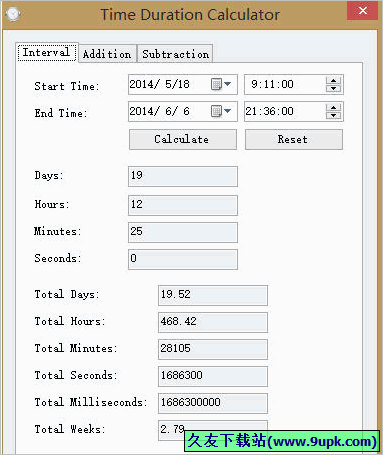 Time Duration Calculator 免安装版[时间计算软件]