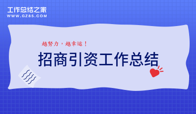 招商引资工作总结推荐9篇