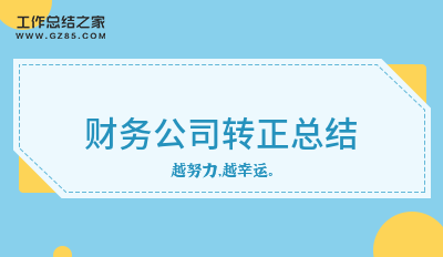 财务公司转正总结锦集9篇