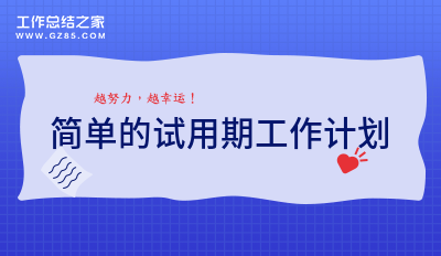 简单的试用期工作计划集锦12篇