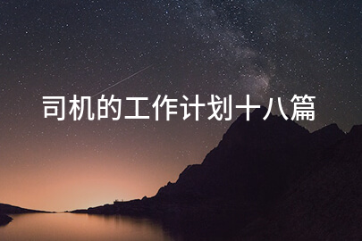 司机的工作计划十八篇